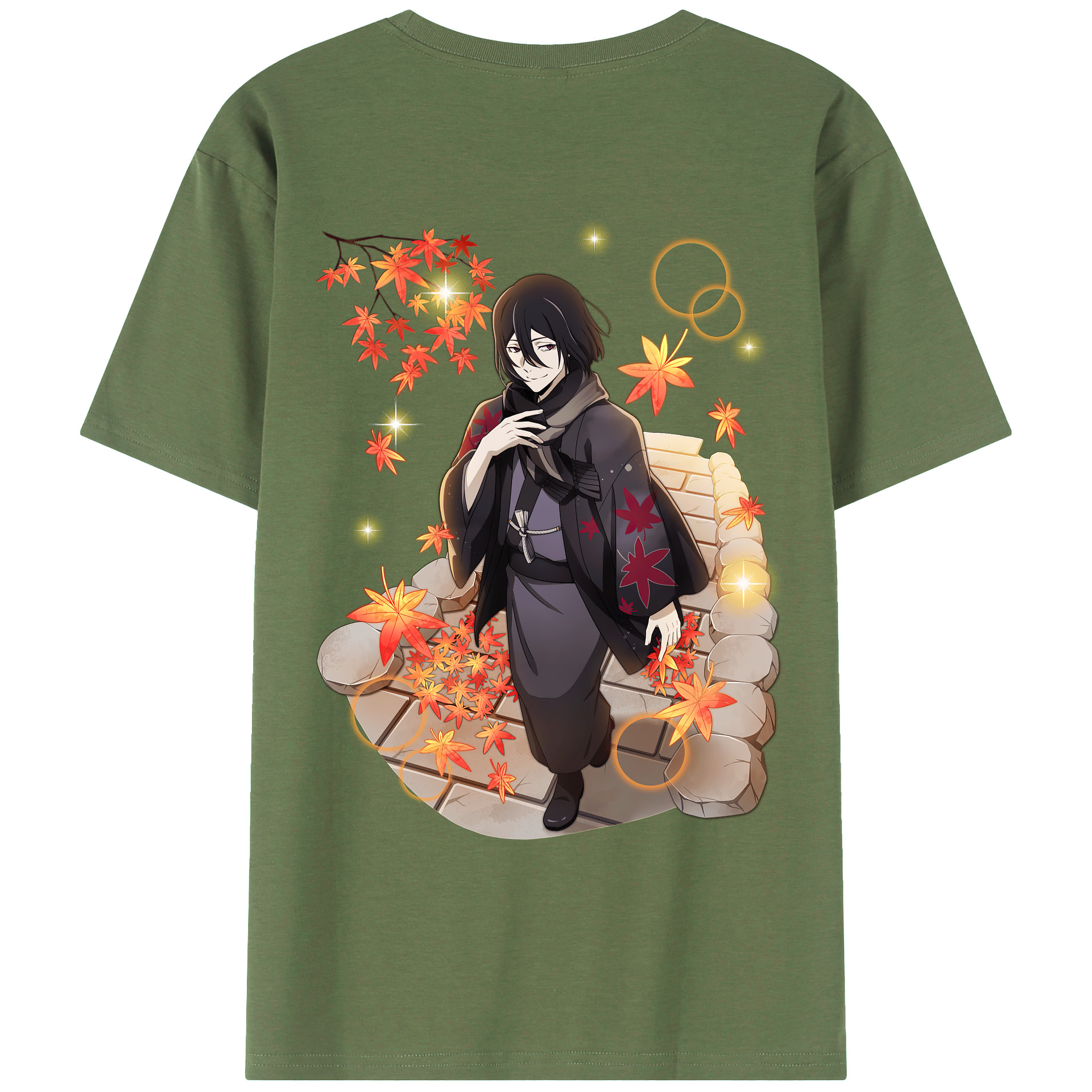 （画像用） 文豪ストレイドッグス Bungo Stray Dogs 綿100％ メンズ半袖Tシャツ（バックプリント） 通気性